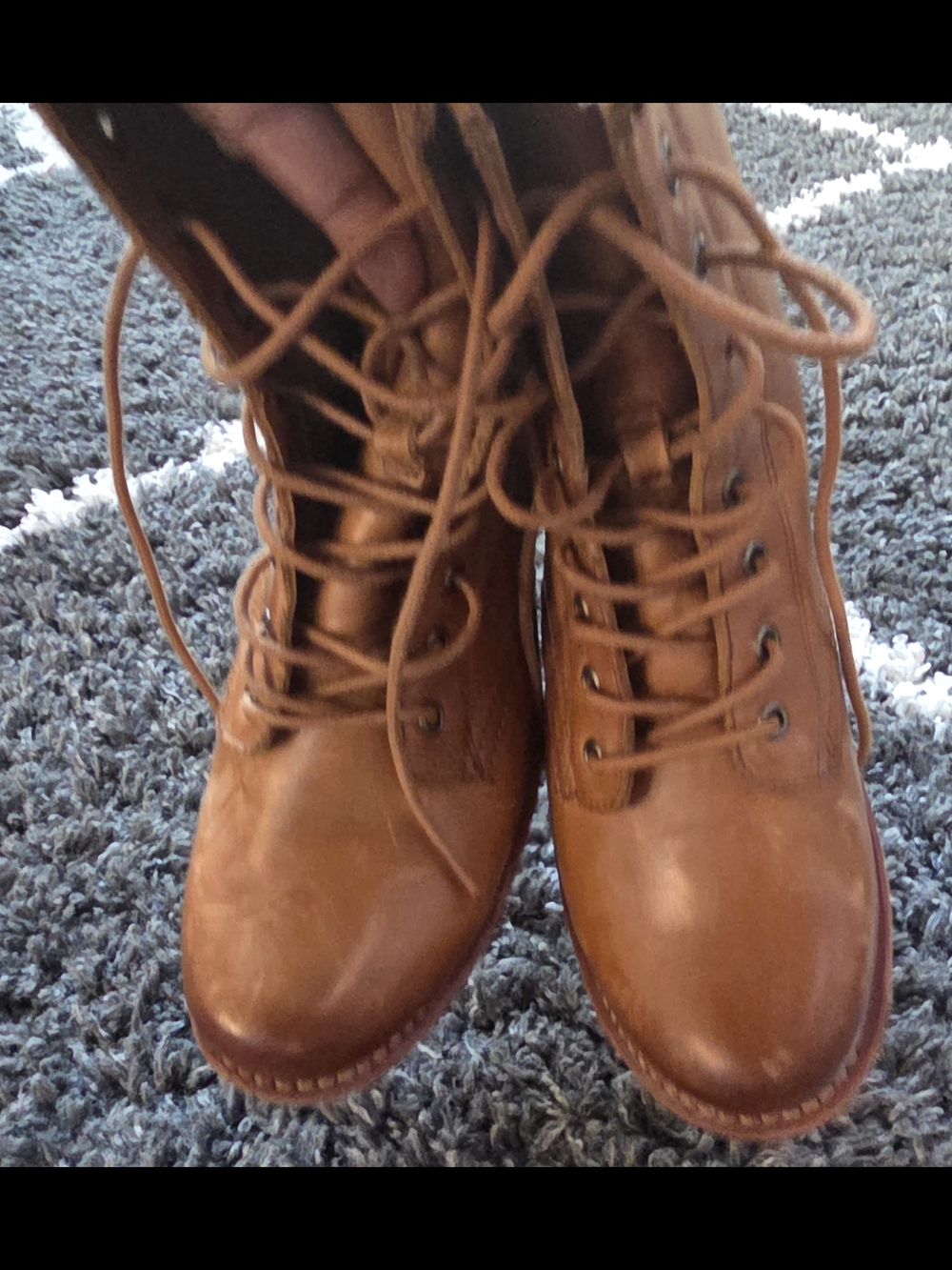 Frye Veronica Combat Leather Boots Women’s Size 8.5 Caramel Brown - Picture 5 of 15